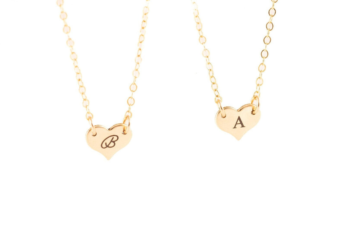 Heart Initial Necklace • 14k Gold Filled Personalized Letter Pendant • Dainty Minimalist Necklace for Women - Torianic Jewelry