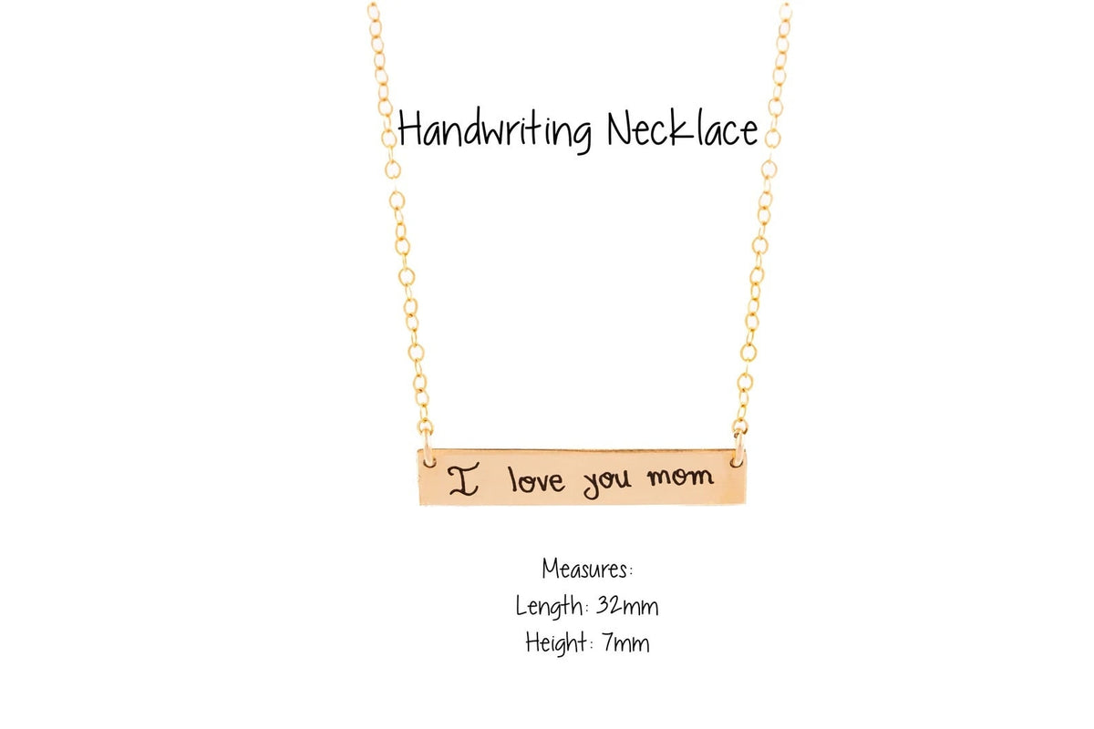Personalized Handwriting Bar Necklace: Memorial Jewelry Gift - Torianic Jewelry