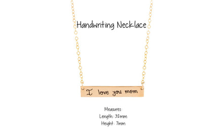Personalized Handwriting Bar Necklace: Memorial Jewelry Gift - Torianic Jewelry
