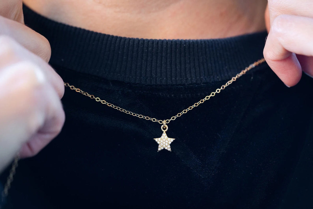 14K Gold Filled Star Necklace: CZ Brilliant Star Pendant - Torianic Jewelry