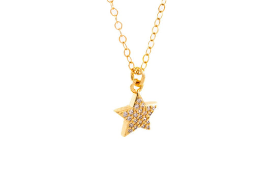 14K Gold Filled Star Necklace: CZ Brilliant Star Pendant - Torianic Jewelry