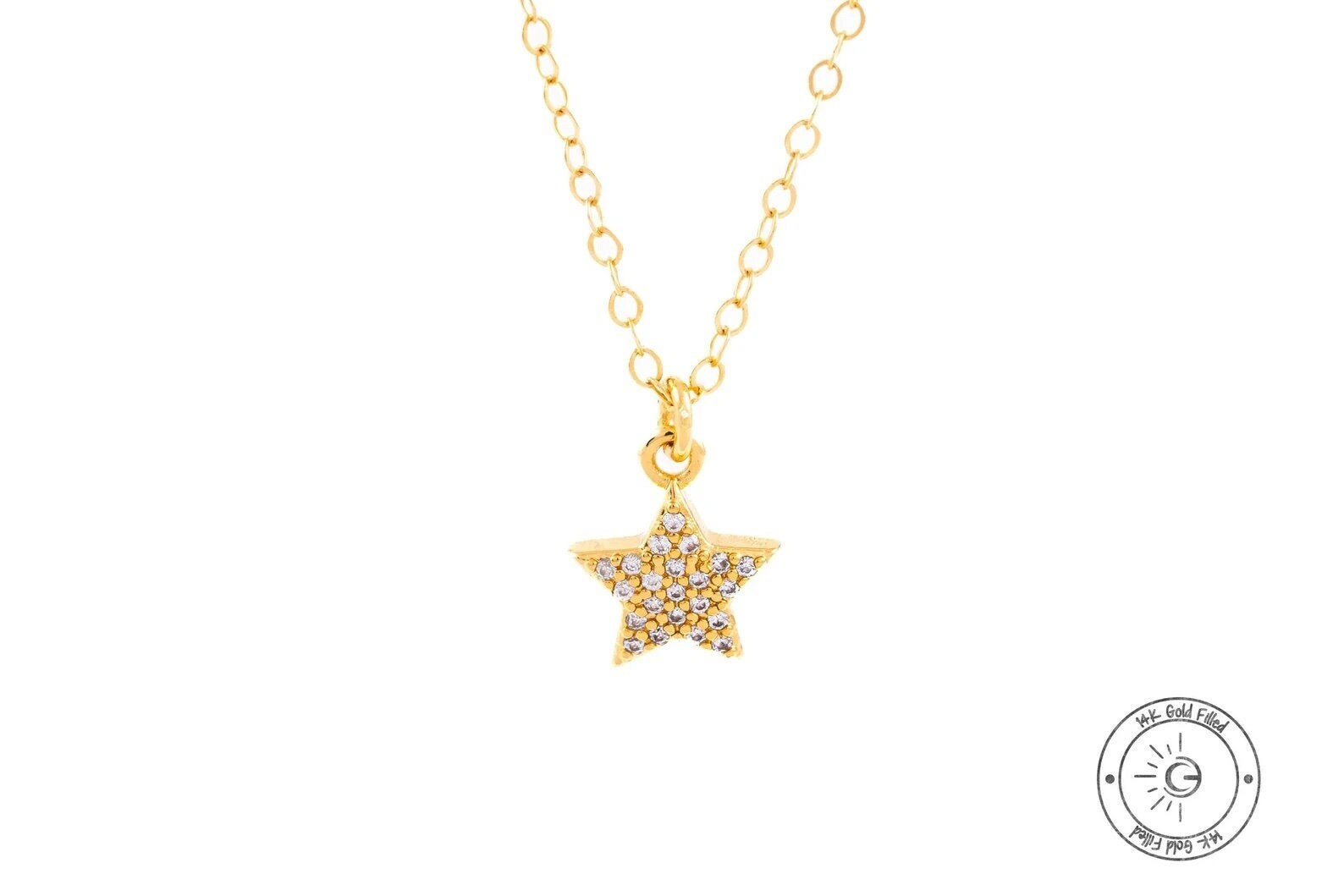 14K Gold Filled Star Necklace: CZ Brilliant Star Pendant - Torianic Jewelry