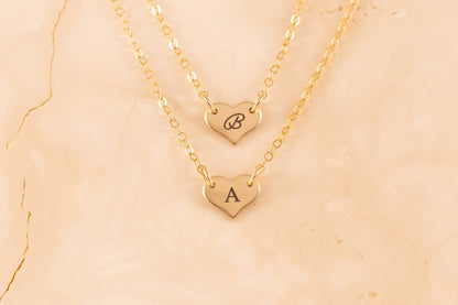 Heart Initial Necklace • 14k Gold Filled Personalized Letter Pendant • Dainty Minimalist Necklace for Women - Torianic Jewelry