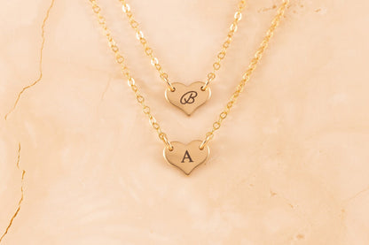 Heart Initial Necklace • 14k Gold Filled Personalized Letter Pendant • Dainty Minimalist Necklace for Women - Torianic Jewelry