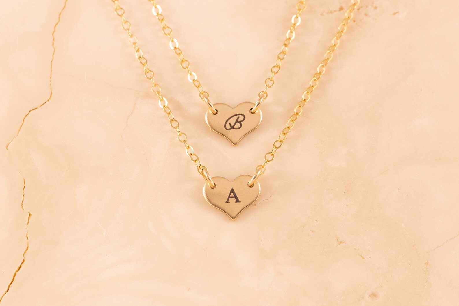 Heart Initial Necklace • 14k Gold Filled Personalized Letter Pendant • Dainty Minimalist Necklace for Women - Torianic Jewelry