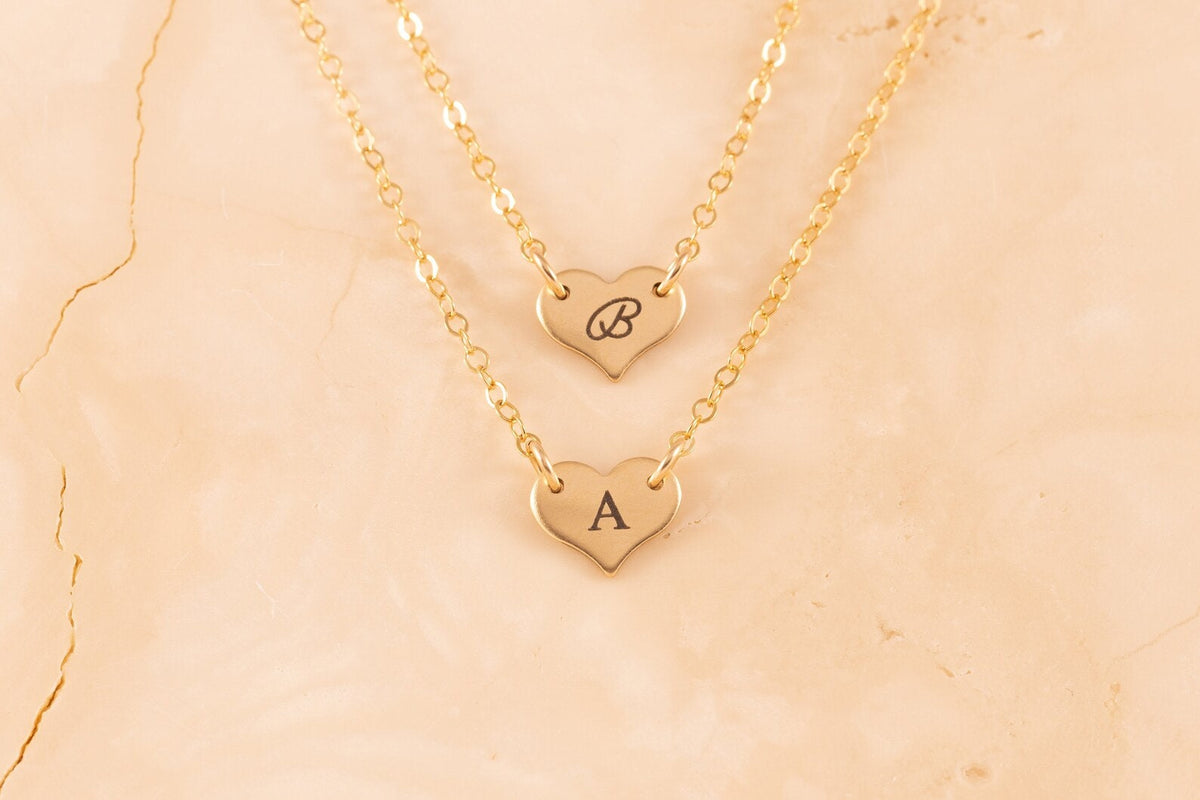 Heart Initial Necklace • 14k Gold Filled Personalized Letter Pendant • Dainty Minimalist Necklace for Women - Torianic Jewelry