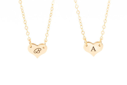 Heart Initial Necklace • 14k Gold Filled Personalized Letter Pendant • Dainty Minimalist Necklace for Women - Torianic Jewelry