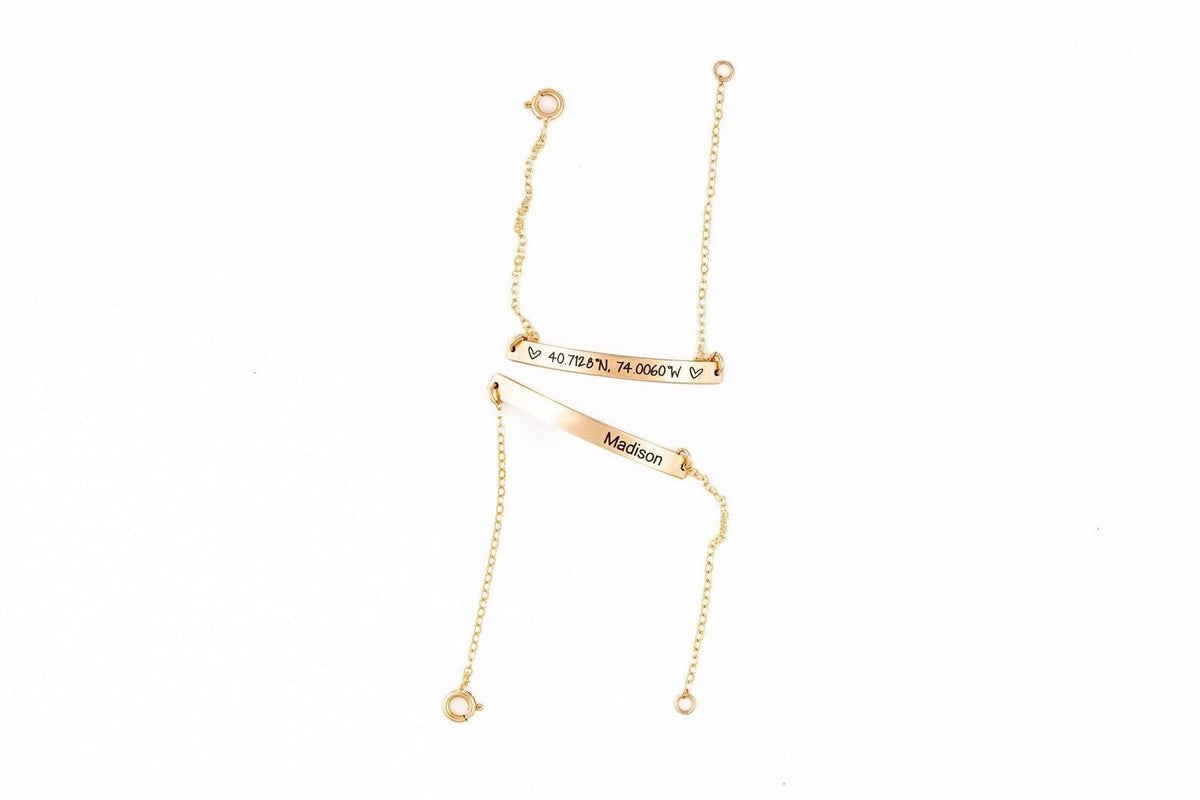 Personalized Coordinate Bracelet, Engraved Stainless Steel Jewelry - Torianic Jewelry