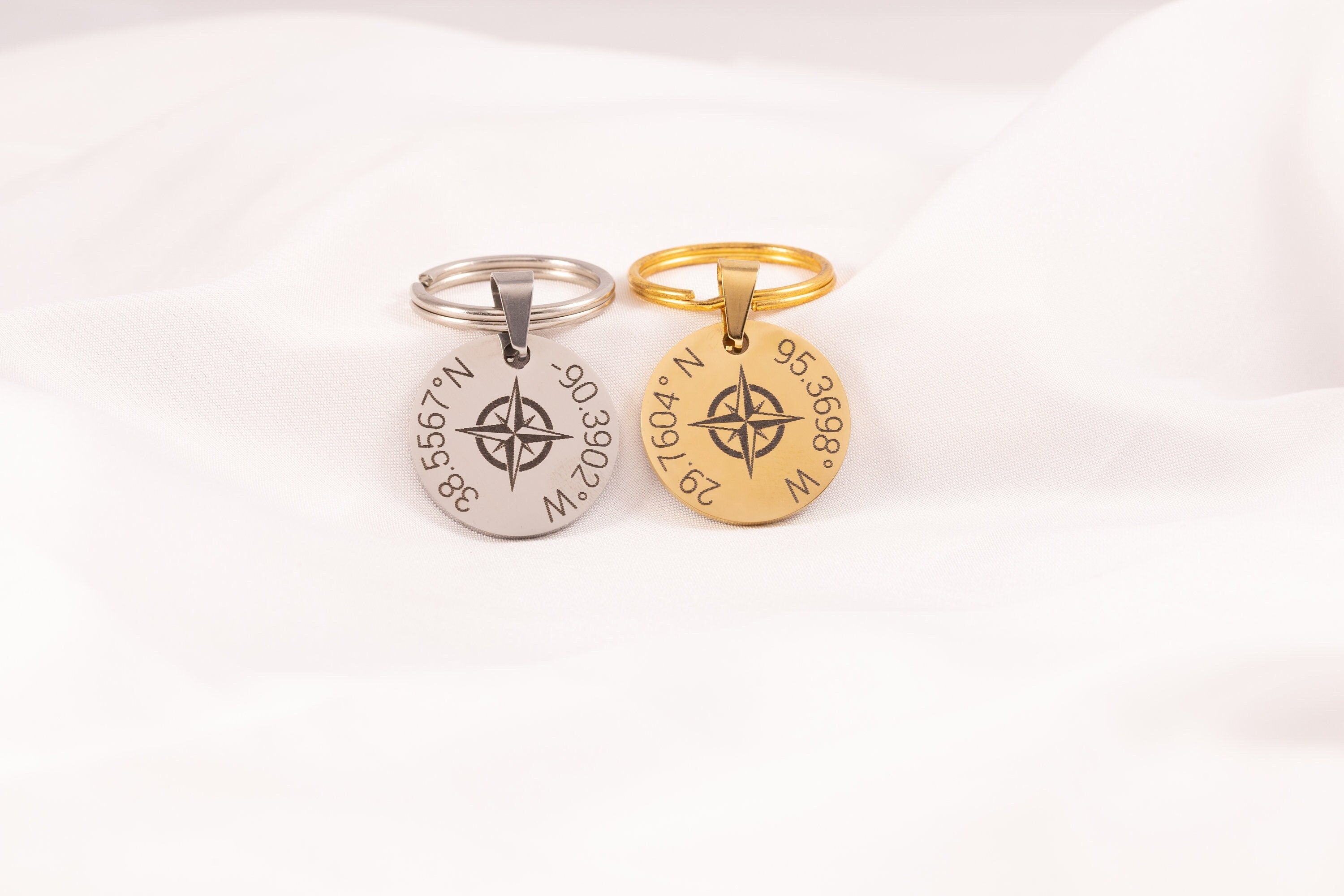 Personalized GPS Coordinates Keychain: Stainless Steel Location Keepsake - Torianic Jewelry