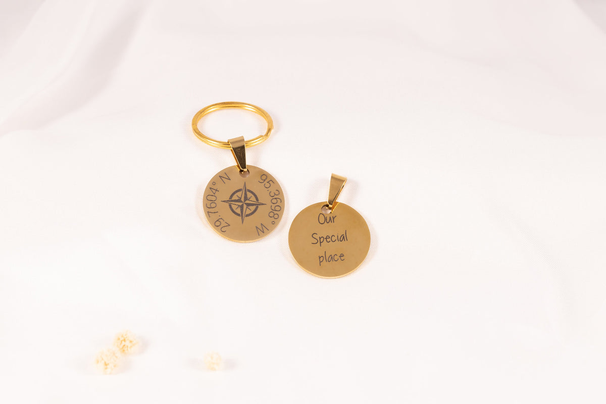 Personalized GPS Coordinates Keychain: Stainless Steel Location Keepsake - Torianic Jewelry
