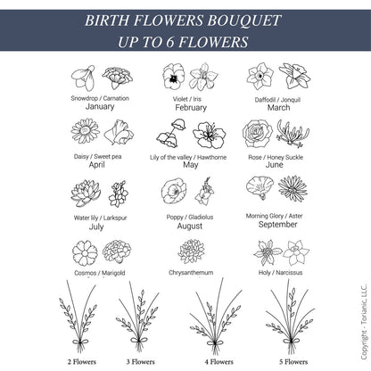 Birth Flower Bouquet Keychain - Personalized Floral Gift - Torianic Jewelry