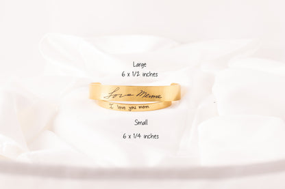 Personalized Handwritten Cuff Bracelet, Actual Handwriting, Custom Name,  Keepsake Jewelry, Christmas - Torianic Jewelry