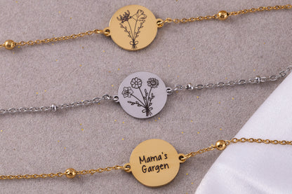 Birth Flower Bouquet Bracelet: Personalized Floral Charm, Garden Bracelet - Torianic Jewelry