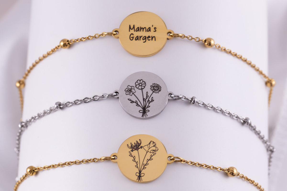 Birth Flower Bouquet Bracelet: Personalized Floral Charm, Garden Bracelet - Torianic Jewelry