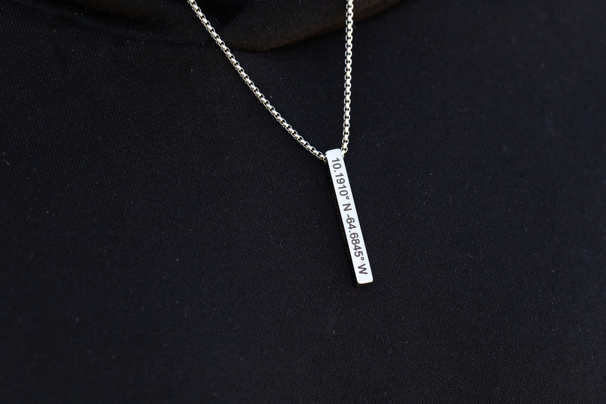 Personalized Bar Necklace, Engraved Name, Stainless Steel Pendant - Torianic Jewelry
