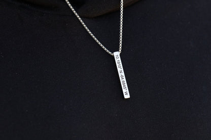 Personalized Bar Necklace, Engraved Name, Stainless Steel Pendant - Torianic Jewelry
