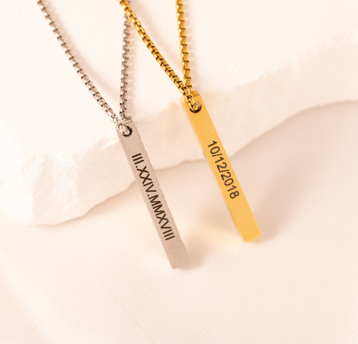 Personalized Bar Necklace, Engraved Name, Stainless Steel Pendant - Torianic Jewelry