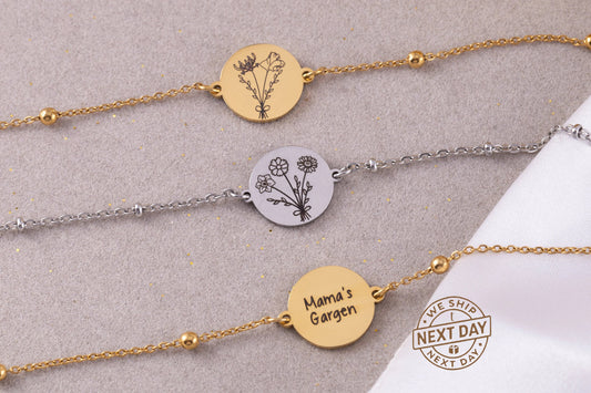 Birth Flower Bouquet Bracelet: Personalized Floral Charm, Garden Bracelet - Torianic Jewelry