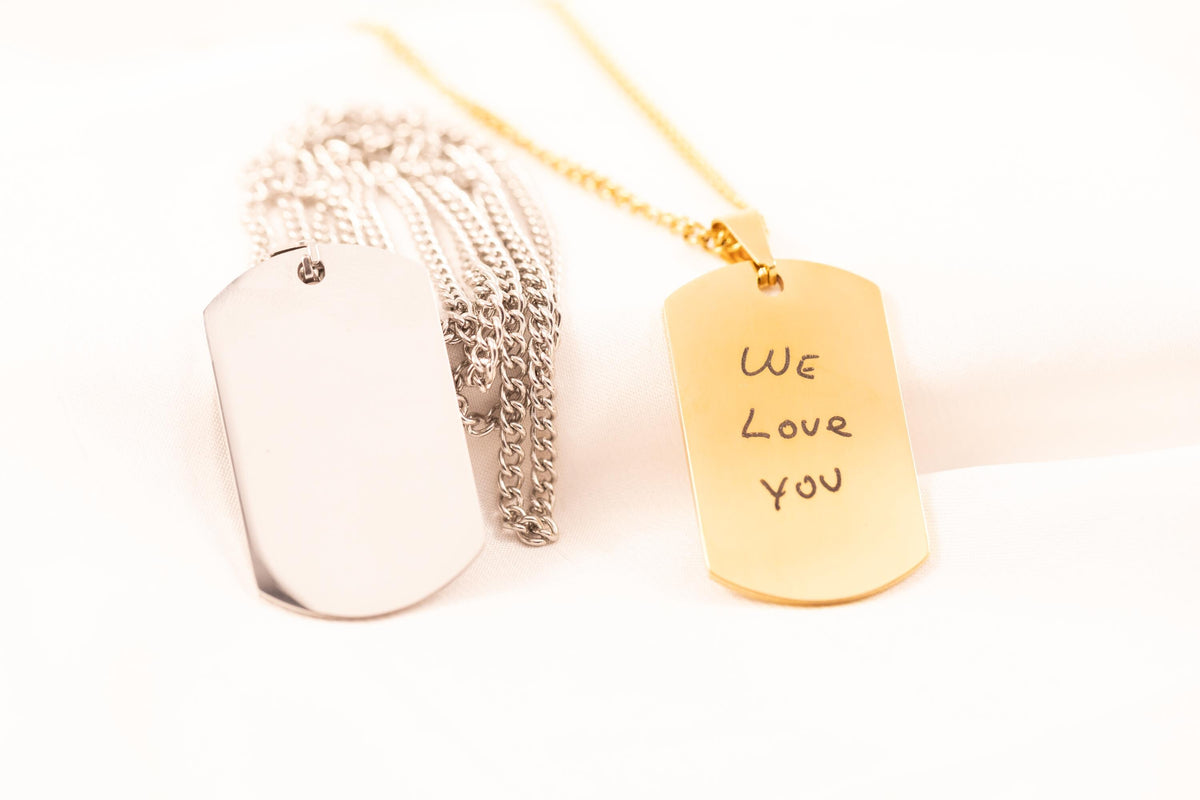 Engraved Handwriting Necklace for Men: Personalized Signature Jewelry - Torianic Jewelry