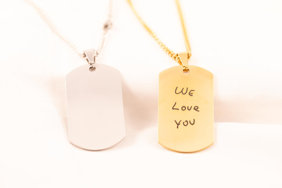 Engraved Handwriting Necklace for Men: Personalized Signature Jewelry - Torianic Jewelry