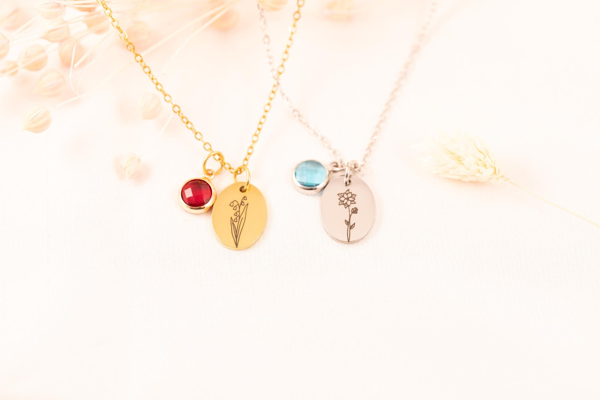 Personalized Baby Memorial Necklace: Engraved Birth Flower Loss Gift