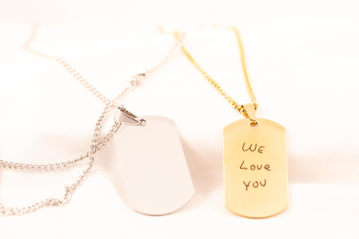 Engraved Handwriting Necklace for Men: Personalized Signature Jewelry - Torianic Jewelry