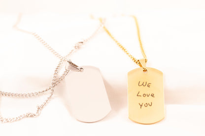 Engraved Handwriting Necklace for Men: Personalized Signature Jewelry - Torianic Jewelry