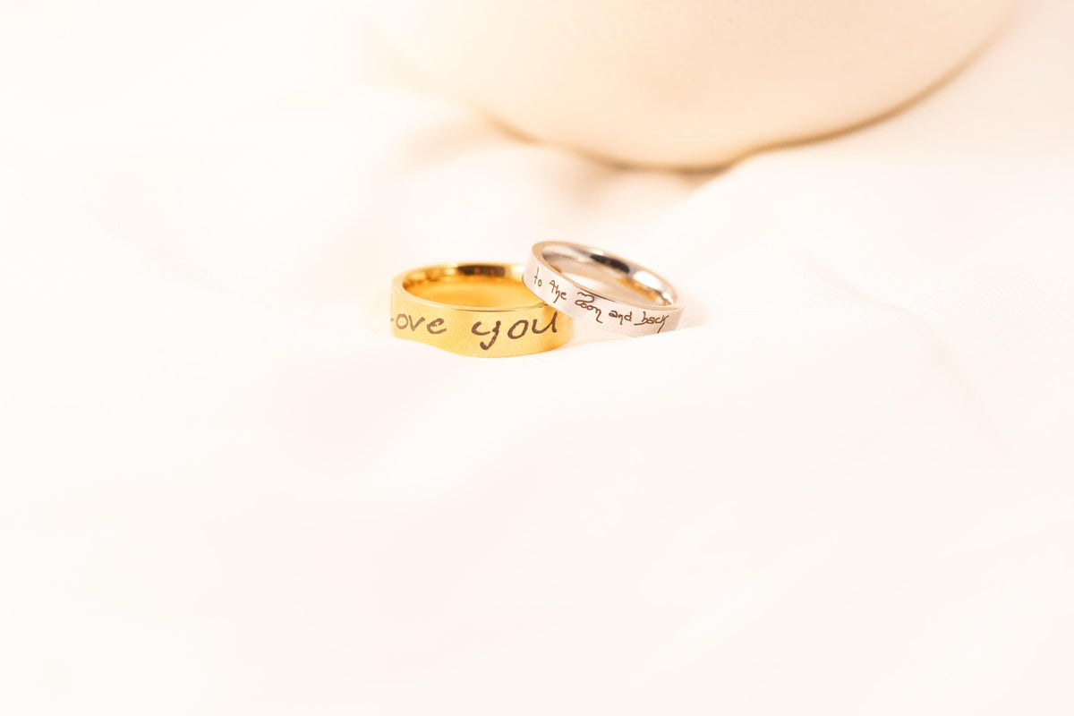 Signature Ring, Custom Handwriting Ring, Personalized Engraved Band, Actual Signature Jewelry, Anniversary - Torianic Jewelry