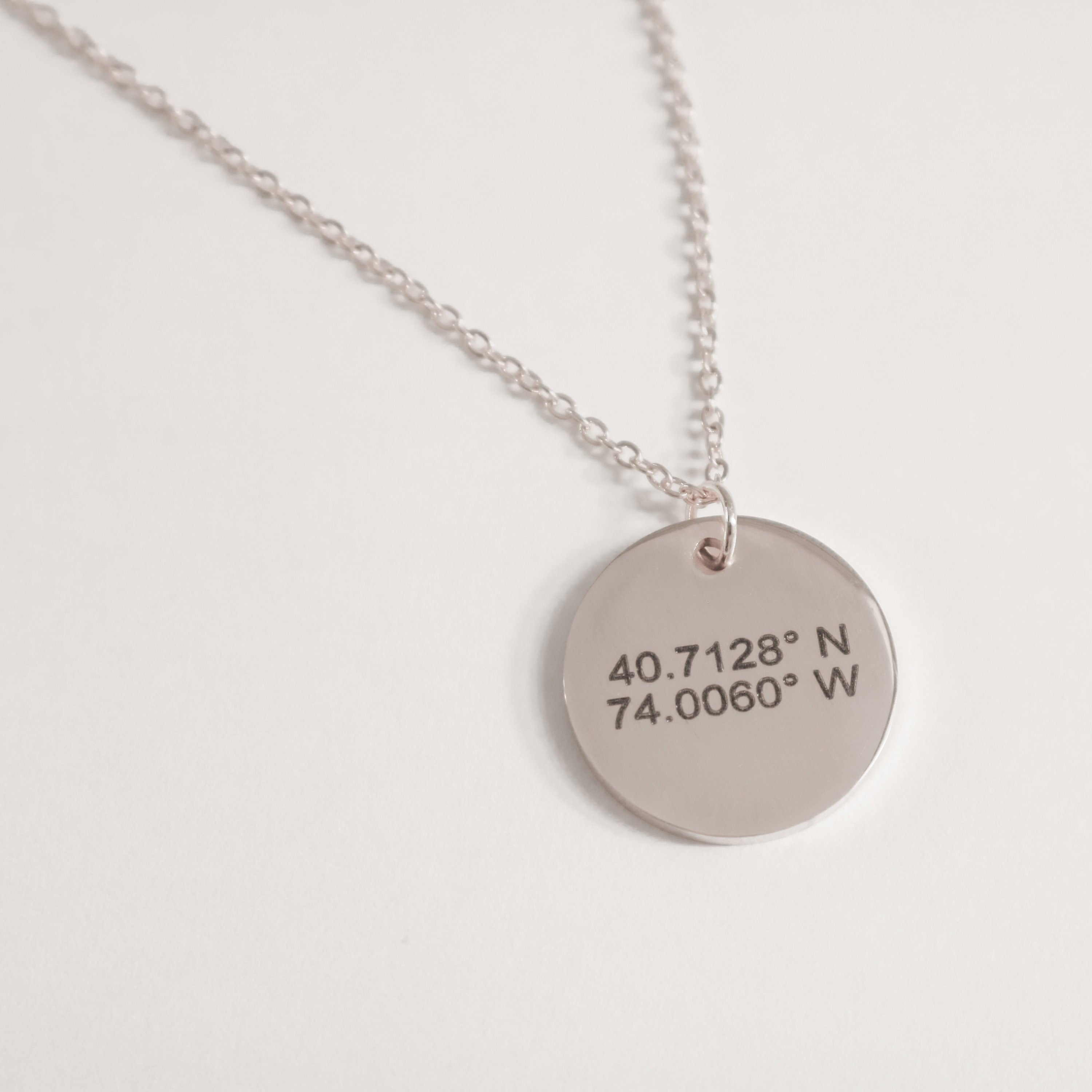 Custom Coordinates Circle Necklace, Personalized Latitude Longitude Jewelry, disc necklace - Torianic Jewelry