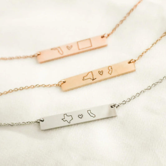 Personalized State Map Necklace – Long Distance Gift, Custom Jewelry - Torianic Jewelry