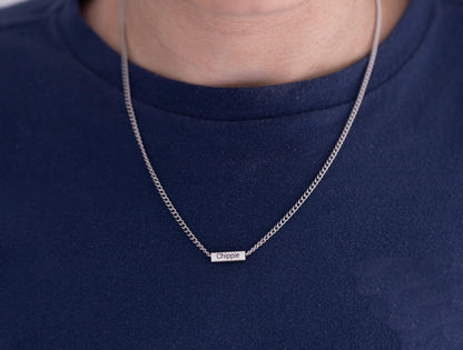 Custom Gold Name Necklace for Dad, Stainless Steel Link or Box Chain, Christmas gift for men - Torianic Jewelry