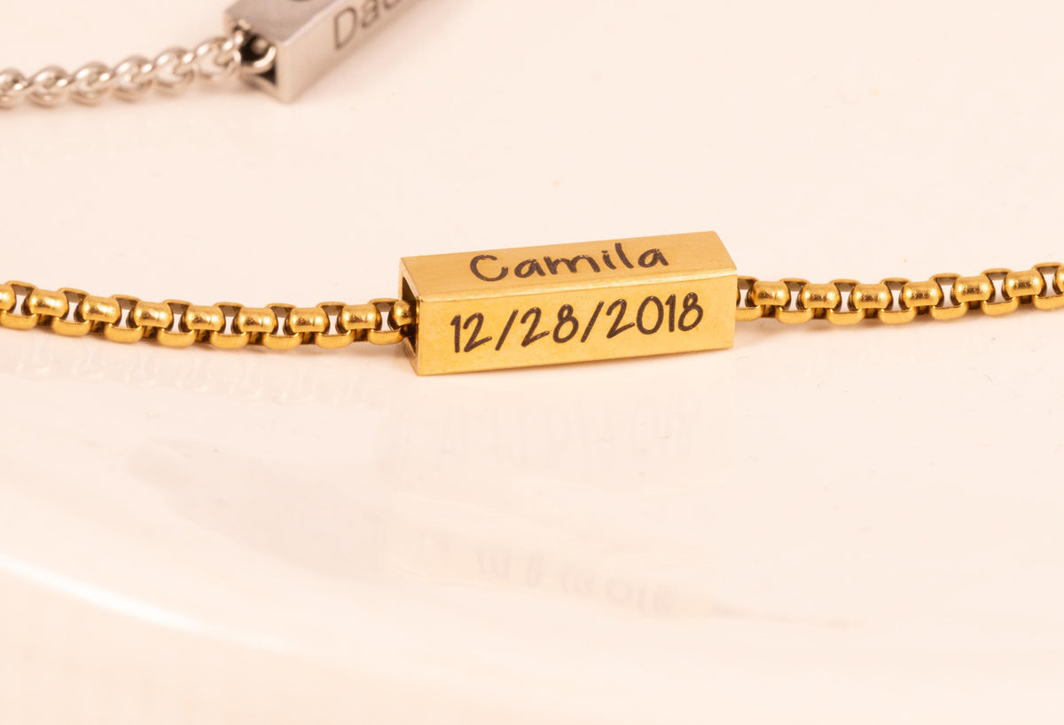 Custom Gold Name Necklace for Dad, Stainless Steel Link or Box Chain, Christmas gift for men - Torianic Jewelry