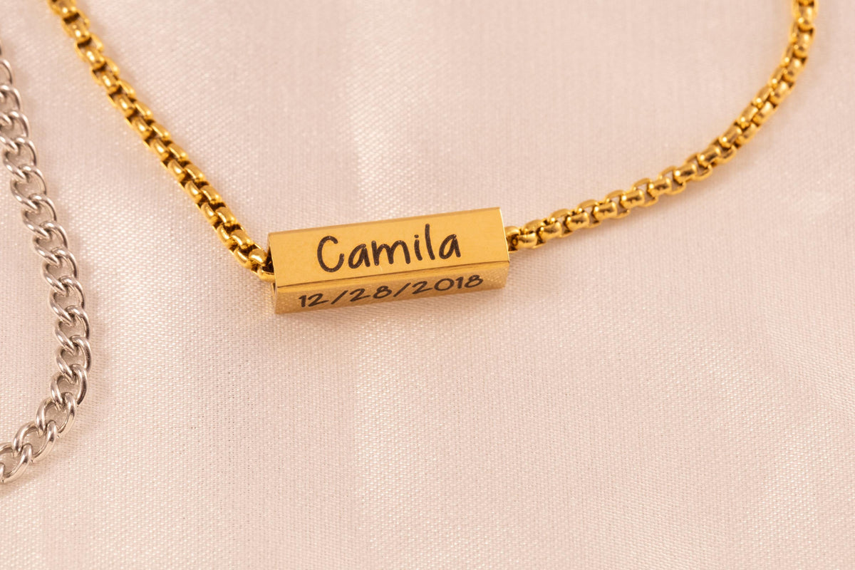 Personalized Men's Bracelet | Engraved Stainless Steel Name & Date - Torianic Jewelry