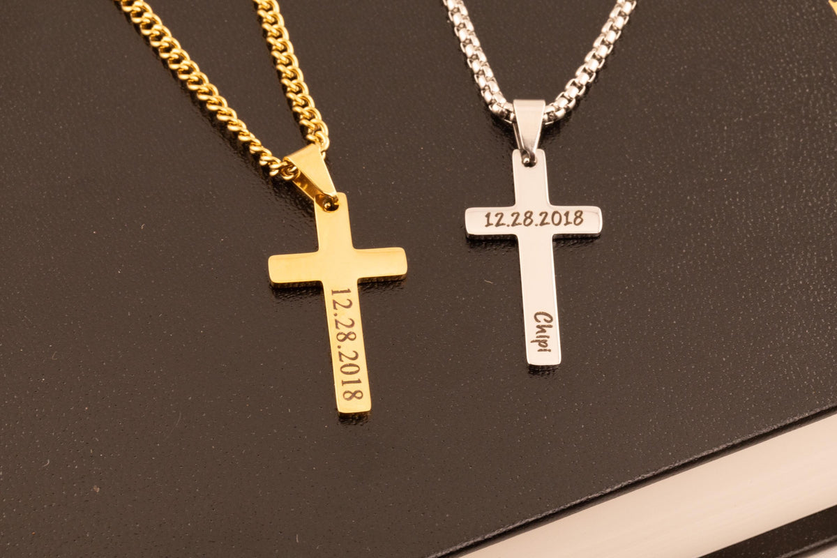 Personalized Cross Necklace: Stainless Steel Baptism Gift for Kids - Torianic Jewelry