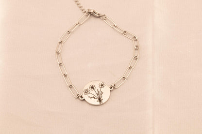 Custom Birth Flower Bouquet Bracelet: Paperclip Chain Floral Jewelry - Torianic Jewelry