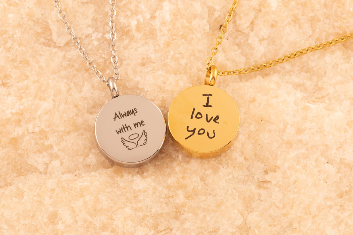 Custom Handwriting Necklace, Urn Necklace for Ashes, Cremation Jewelry, Memorial Keepsake, Sympathy Gift for - Torianic Jewelry
