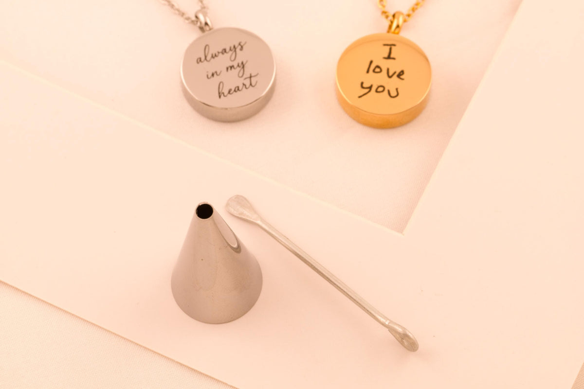 Custom Handwriting Necklace, Urn Necklace for Ashes, Cremation Jewelry, Memorial Keepsake, Sympathy Gift for - Torianic Jewelry
