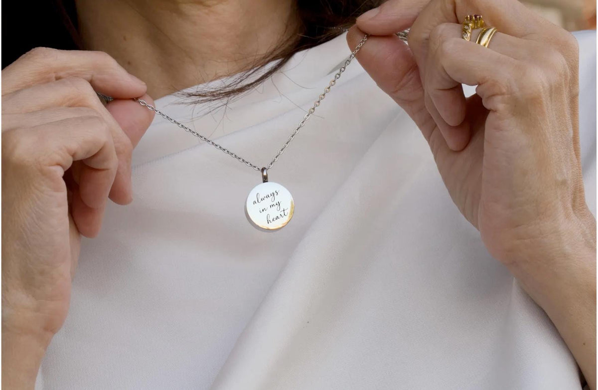Custom Handwriting Necklace, Urn Necklace for Ashes, Cremation Jewelry, Memorial Keepsake, Sympathy Gift for - Torianic Jewelry