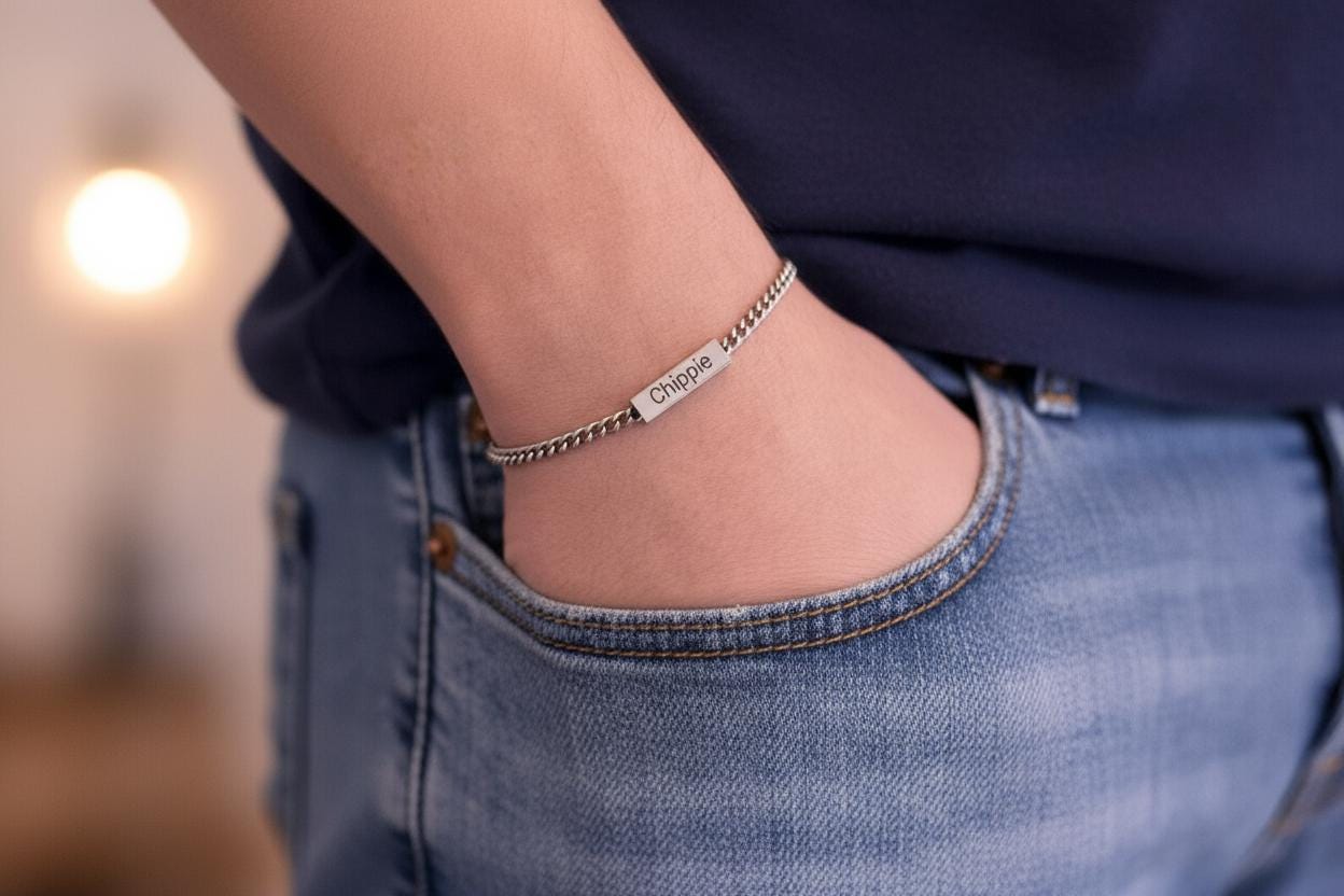 Personalized Men’s Bracelet with Name & Date | Custom Engraved Waterproof Stainless Steel | Gifts for Boyfriend, Husband, Dad, Christmas