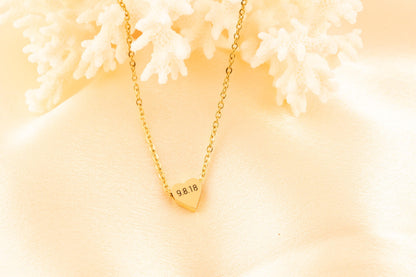Dainty Personalized Engraved Heart Necklace, Custom Date Pendant, Memory Jewelry Gift with date - Torianic Jewelry