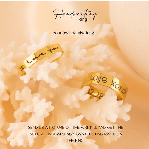 Signature Ring, Custom Handwriting Ring, Personalized Engraved Band, Actual Signature Jewelry, Anniversary - Torianic Jewelry