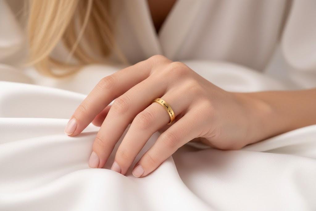 Signature Ring, Custom Handwriting Ring, Personalized Engraved Band, Actual Signature Jewelry, Anniversary - Torianic Jewelry