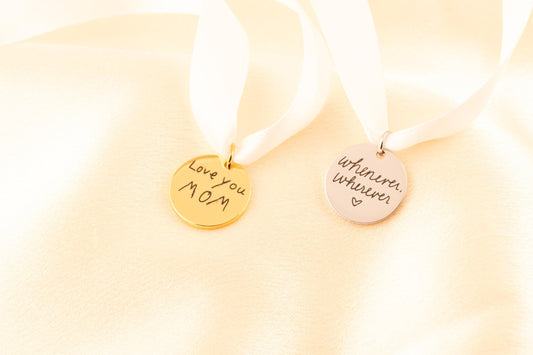 Wedding Bouquet Charm, Actual Handwriting Memorial Keepsake for Bride, Custom Engraved In Memory of Loved - Torianic Jewelry