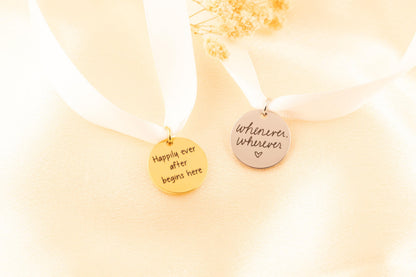 Wedding Bouquet Charm, Actual Handwriting Memorial Keepsake for Bride, Custom Engraved In Memory of Loved - Torianic Jewelry