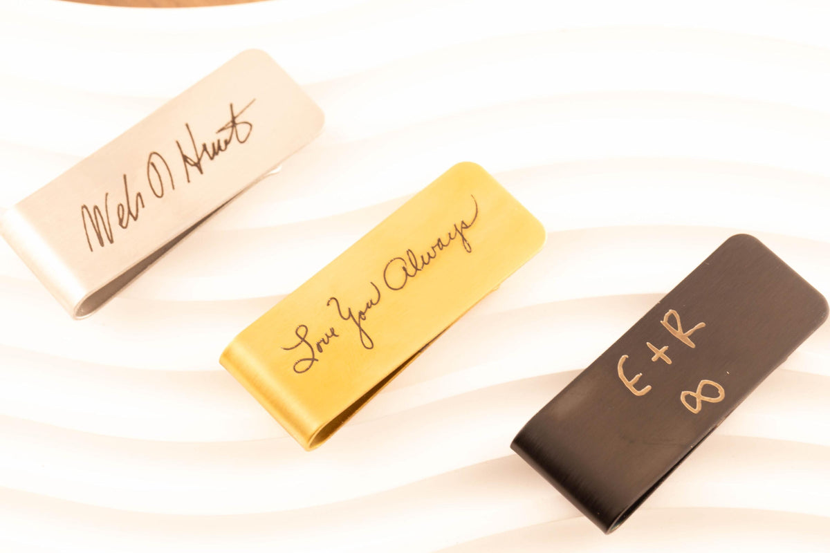 Personalized Money Clip Engraved with Actual Handwriting, Custom Groomsmen Gift, Memorial Keepsake for Him, - Torianic Jewelry