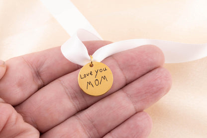 Wedding Bouquet Charm, Actual Handwriting Memorial Keepsake for Bride, Custom Engraved In Memory of Loved - Torianic Jewelry