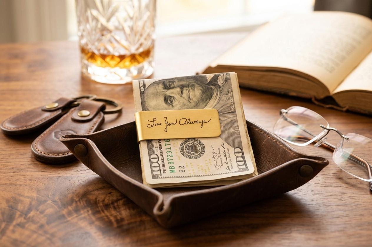 Personalized Money Clip Engraved with Actual Handwriting, Custom Groomsmen Gift, Memorial Keepsake for Him, - Torianic Jewelry