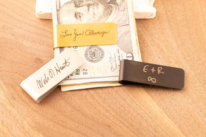 Personalized Money Clip Engraved with Actual Handwriting, Custom Groomsmen Gift, Memorial Keepsake for Him, - Torianic Jewelry