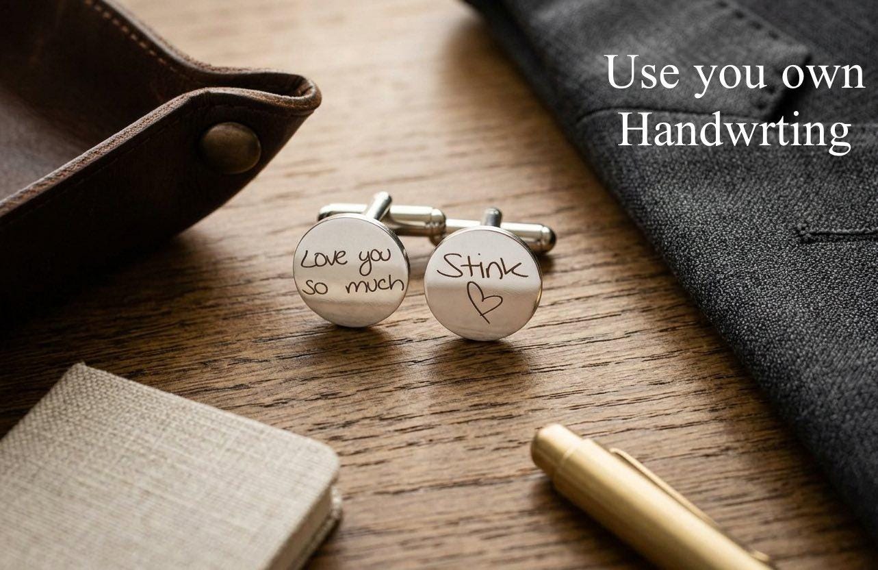 Handwriting cufflinks for grooms, Father of the bride, wedding gift for Dad , Grooms present, father in law - Torianic Jewelry