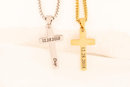 Personalized Cross Necklace: Stainless Steel Baptism Gift for Kids - Torianic Jewelry
